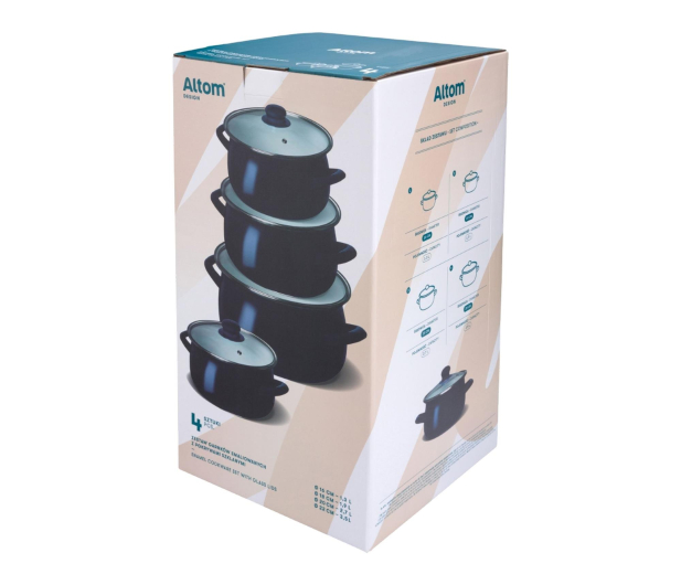 Altom Zestaw garnków emaliowanych 16/18/20/22 cm granat indukcja - 1611115 - zdjęcie 4